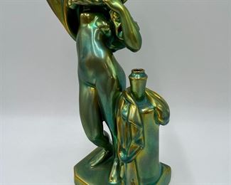 Early 20th Century Hungarian Zsolnay Neoclassical Women Porcelain Statue