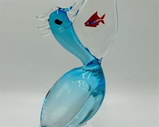 Art Glass Pelican Sculpture by Oggetti