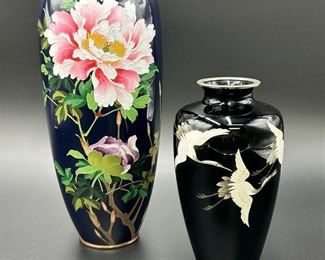 Estate Lot of 2 Japanese Cloisonne Vases