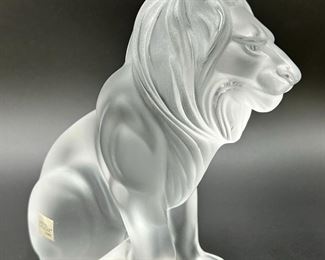 Signed Vintage Lalique Bamara Lion Crystal Sculpture
