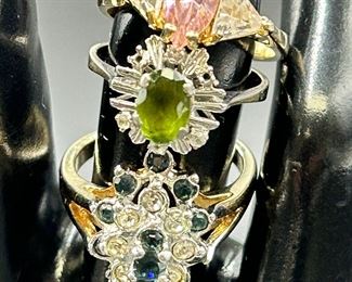 Estate Lot of 18K Gold Sapphire, Tourmaline Ladies Ring