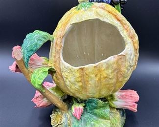 Large Majolica Fruits & Flowers Basket Centerpiece