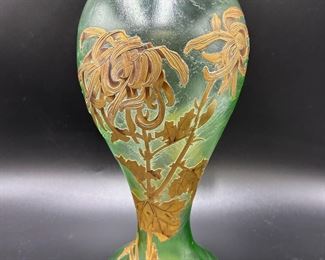 Mont Joye French Art Nouveau Hand Blown Art Glass Vase