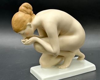 Rosenthal "Drinking Maiden" Nude Porcelain Figure by Ernest Wenck A-1 auction
