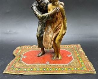 Bergman Style Viennese Cold-Painted "Slave Trader" Erotic Mechanical Bronze