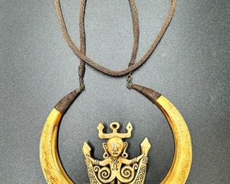 Balinese Tiger Carved Wild Boar Pigs Fang Native Necklace