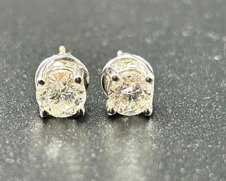 1.5 Center Diamond TDW & 14K White Gold Earrings