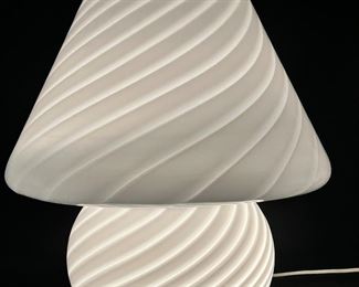 Vintage MCM Murano White Glass Swirl Mushroom Lamp