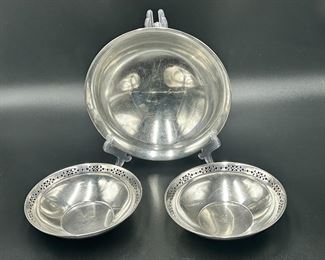 Tiffany & Co. Makers Sterling Silver Pierced Bowl & Footed Reverse Rim Bowl 27 Troy oz.