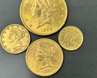 Lot of 4 Gold Coins Lady Liberty U.S. Gold Type Set