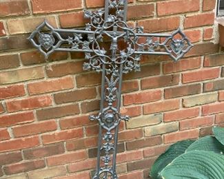 Wrought iron ornate cross. Approx 3'  tall