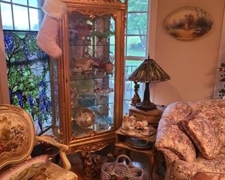 French Gold Curio Cabinet