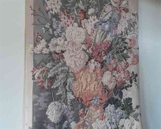 Large Ornate Floral Embroidery Wall Tapestry