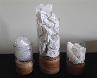 Teak Tug Glass Candle Holders