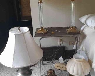 Lot Of Various Lamps Gold Base, Nightstand Lamps