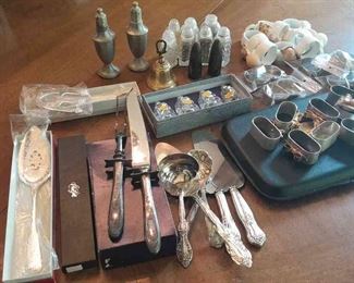 Upscale Dinner Party Essentials Napkin Rings, Silver Cutlery, Salt  Pepper Shakers, Carvel Hall