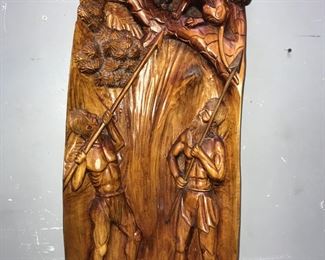 carved wood panel