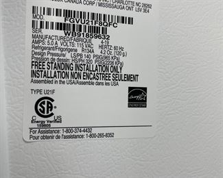 Model number of freezer