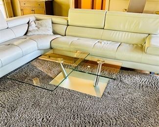 Glass and Chrome Cocktail Table - transforms to “L” or rectangle