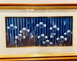 Framed Japanese Fukagawa porcelain tile