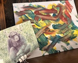 This is original painting by this Chimp.  It was auctioned off to raise money for search and rescue dogs. 