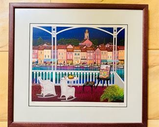 Franch (Francois) Ledan, "Place des Arts" lithograph.  Signed and numbered