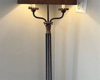 Sun Room:  This handsome iron floor lamp has two candle lights.