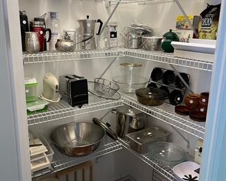 Kitchen Pantry:  Stainless, chrome, glass and plastic kitchenware are all priced and ready to go!
