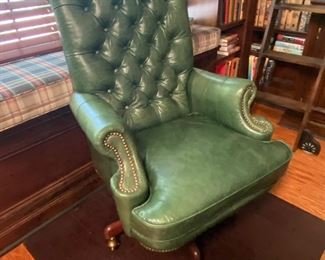 green leather office chair