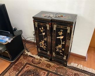 BLACK  LACQUER CHINESE LOOKING FURNITURE 