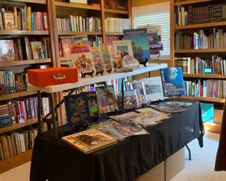 Library full of children’s books and collectibles.  