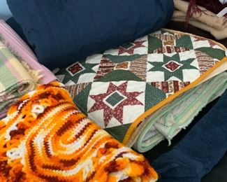 Quilts, crochet throws, bed linens
