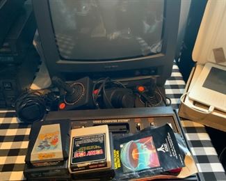 Atari video Game Center, games, donkey Kong, Qbert, space invaders 