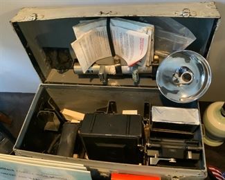 Vintage camera case, camera, accessories 