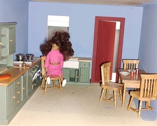 Doll house furnishings: kitchen and dining room