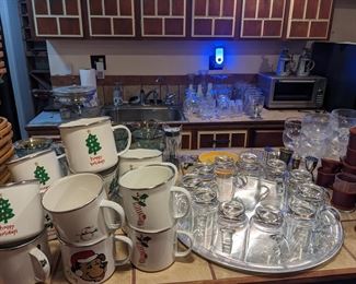 Glasses and Christmas mugs