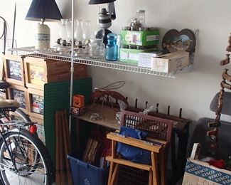 Oil lamps, garage misc. 