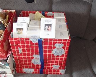 Box of new Goebel Christmas ornaments 