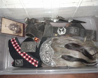 Scottish Guard Kit W/ Belts, Horse Hair Piece, Photo, Hat, Knife, Etc.