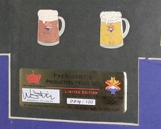 Salt Lake Olympics 2002 President's Production Proof Framed Pin Set (4/100)