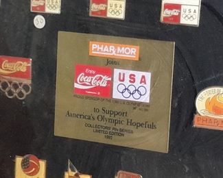 Coca Cola USA Olympic Team Framed Pin Set 1992