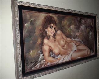 Erotic Nude Woman Framed Painting