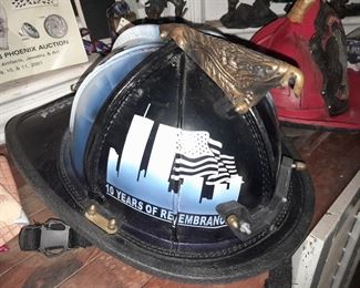 9/11 Memorial Hand Painted Fire Helmet Signed & Dated 2011