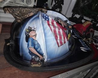 9/11 Memorial Hand Painted Fire Helmet Signed & Dated 2011