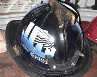 9/11 Memorial Hand Painted Fire Helmet Signed & Dated 2011