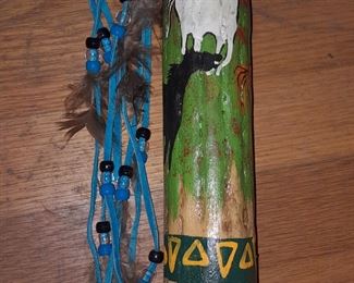 Native American Handmade Man-Del-La & Hand Painted Rain Stick