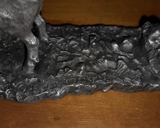 Native American "Cautious Approach" Signed & Dated Pewter Figurine