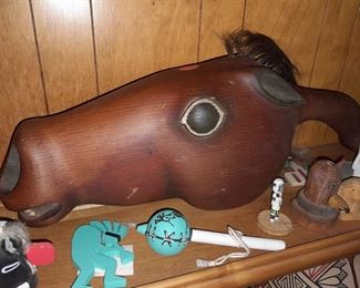 Native American Hand Carved Horse Head