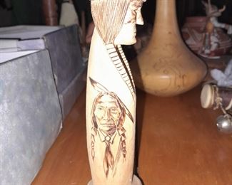 Native American Wood Carving Signed By XXX Lasyazzie