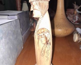 Native American Wood Carving Signed By XXX Lasyazzie